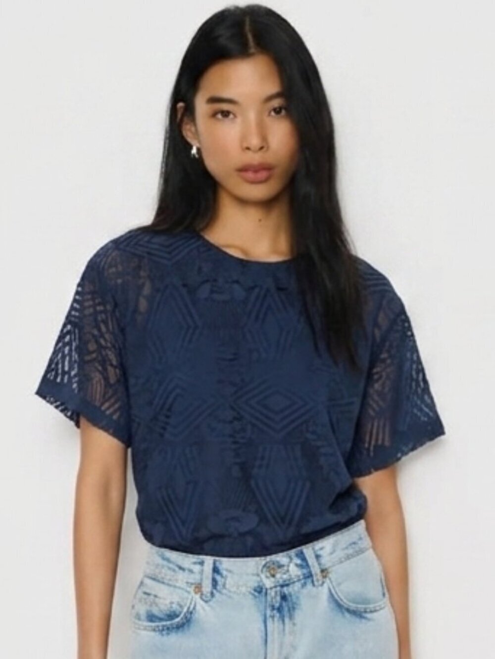Joe Fresh Navy Burnout Blouse